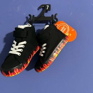 Black High-Top Kids Shoes with Flame Design Wonder Nation NWT Skater Grunge